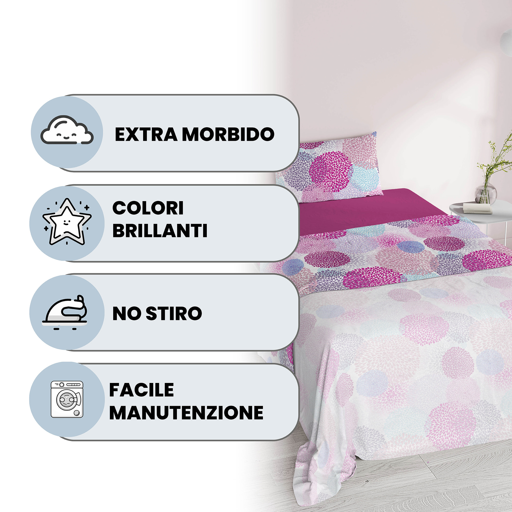 COMPLETO LETTO FANTASY PIAZZA E MEZZA - 100% MICROFIBRA