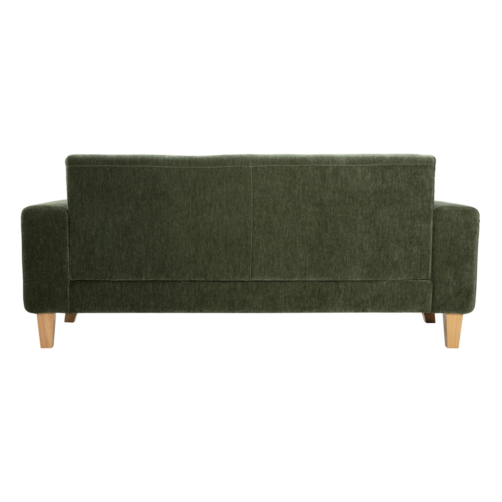 Canapé scandinave 3 places en tissu effet velours vert kaki et bois clair FJORD