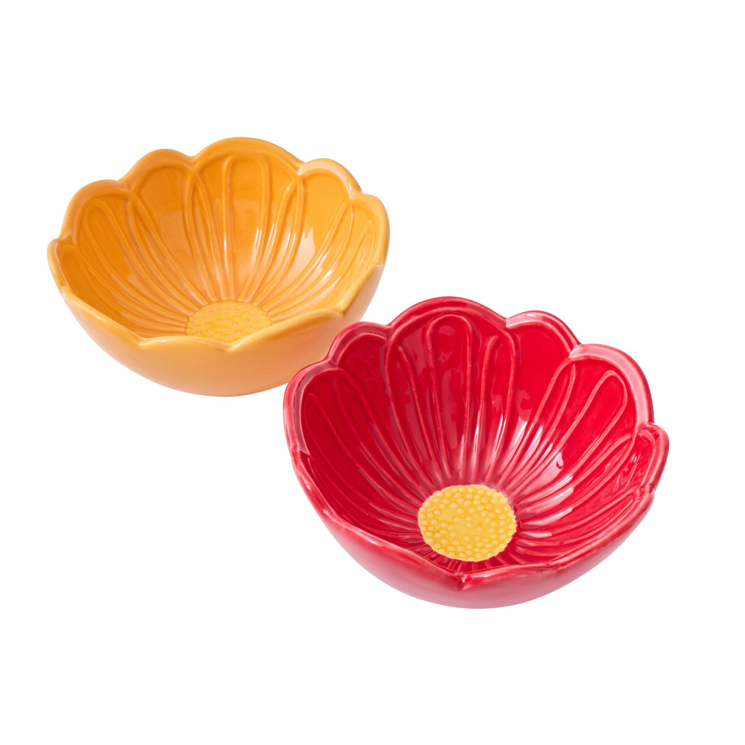 J-Line Bol Fleur - porcelaine - multicolore - large - 2 pièces