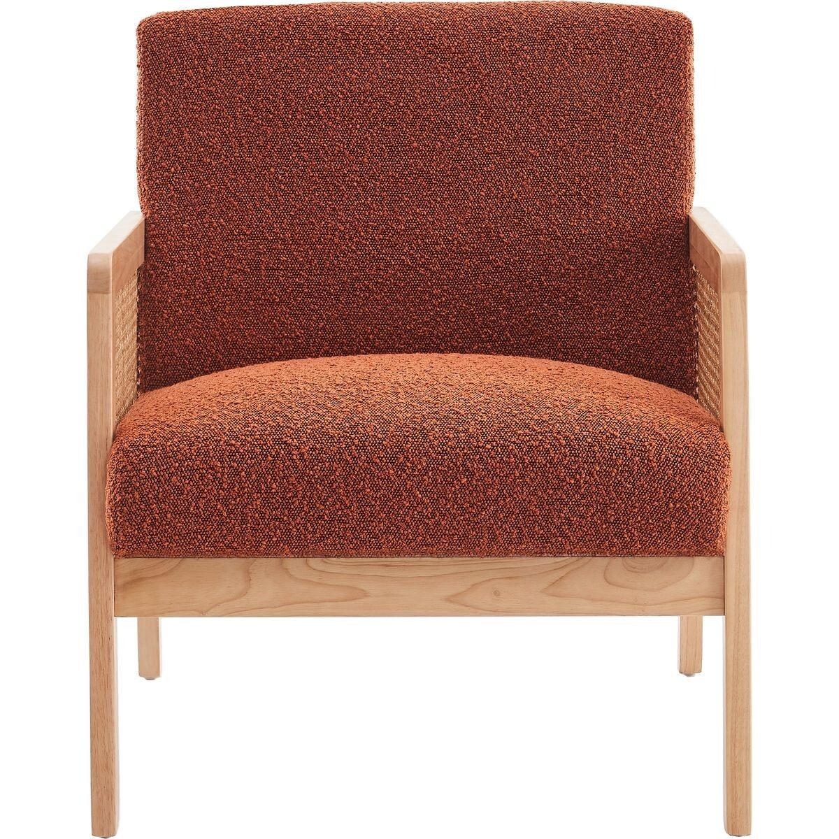 Fauteuil en cannage et tissu bouclé - MANI