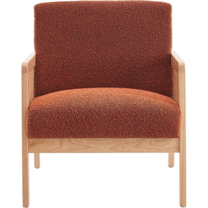 Fauteuil en cannage et tissu bouclé - MANI
