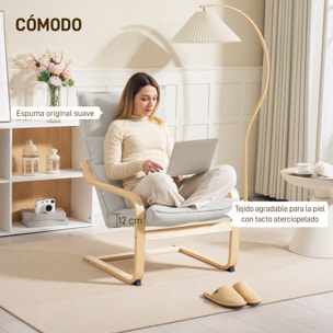 Sillón de Salón Moderno Butaca de Salón con Respaldo Alto Reposabrazos y Patas de Madera Tapizado en Terciopelo Butaca para Dormitorio Sala de Estar Crema