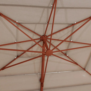 Parasol déporté rectangulaire inclinable Melhia 4x3 m acajou/lin