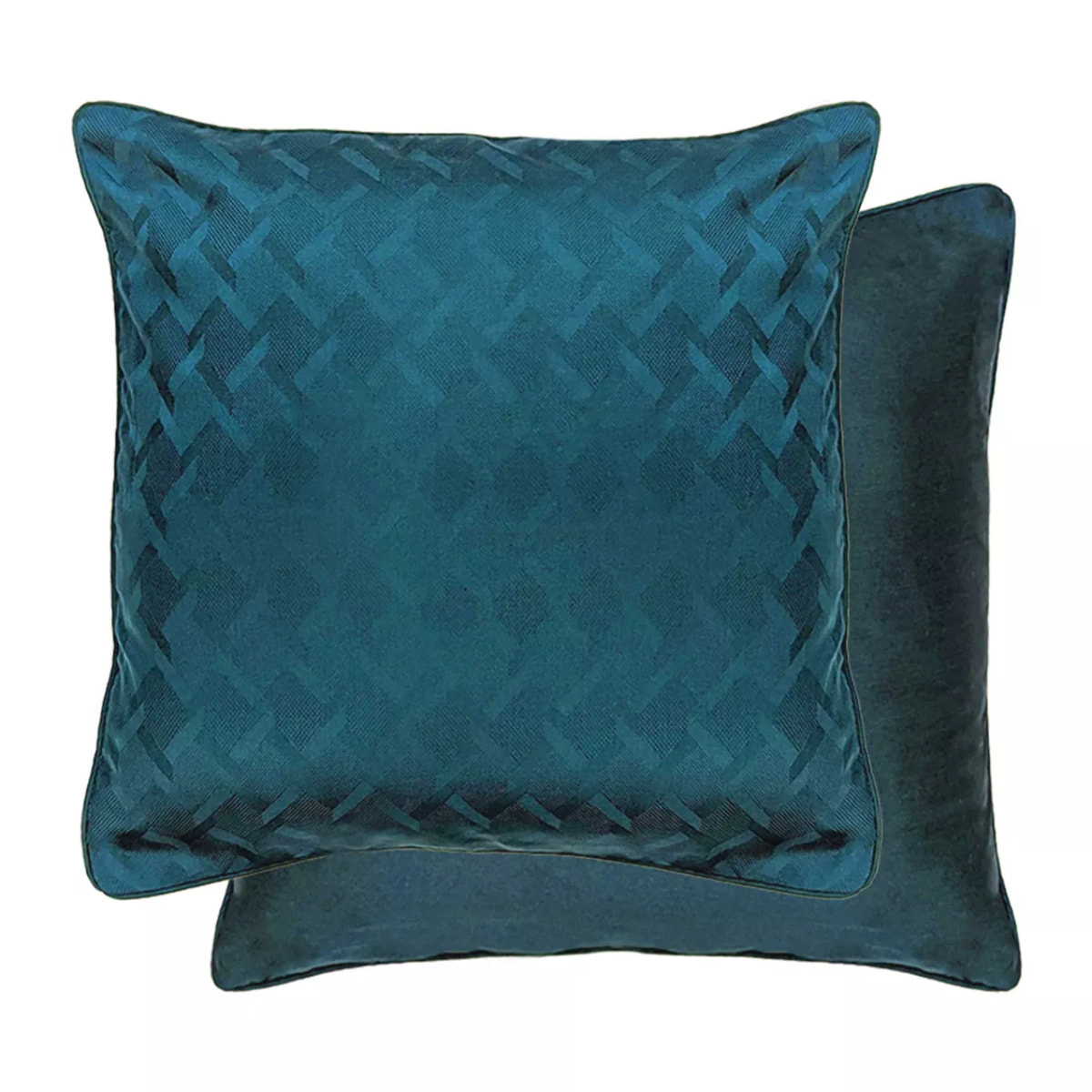 Taie d'oreiller satin de coton motif jacquard bleu Adagio crepuscule