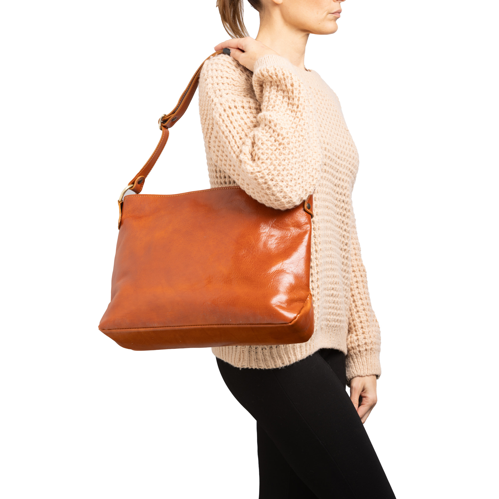 Borsa a spalla  da donna In Vera pelle Made in Italy 38x29x11 cm