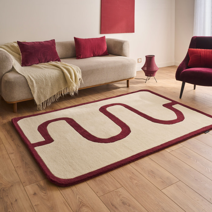 PANTONE - Tapis en laine fait main Rouge D'ORAGE bordeaux
