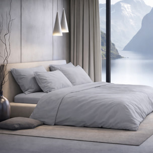 SARTORIALE Completo letto Elegance Tinta Unita in Percalle_Matrimoniale_Pietra