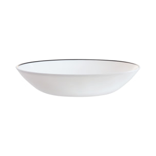 6 assiettes creuses blanches filet noir en opale 20 cm Diwali - Luminarc