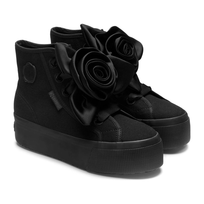 Scarpe Da Donna Superga Nero 2708 Hi Top Big Satin Rose