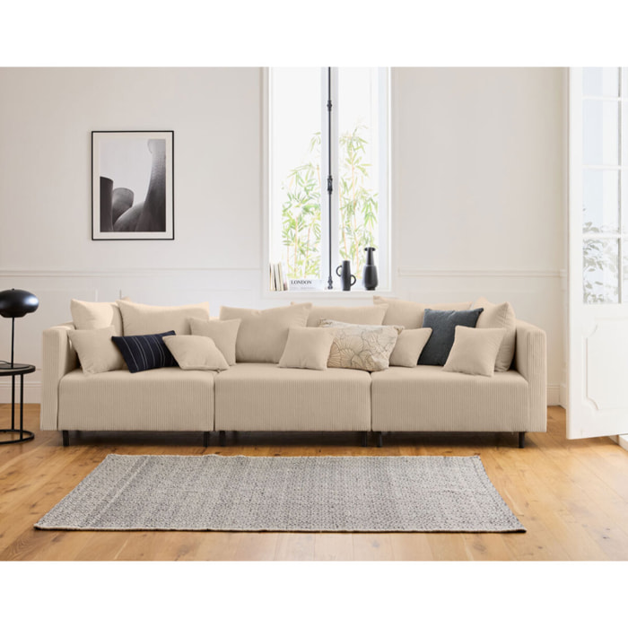 Edinburg - canapé modulable 3 places - velours côtelé - Beige