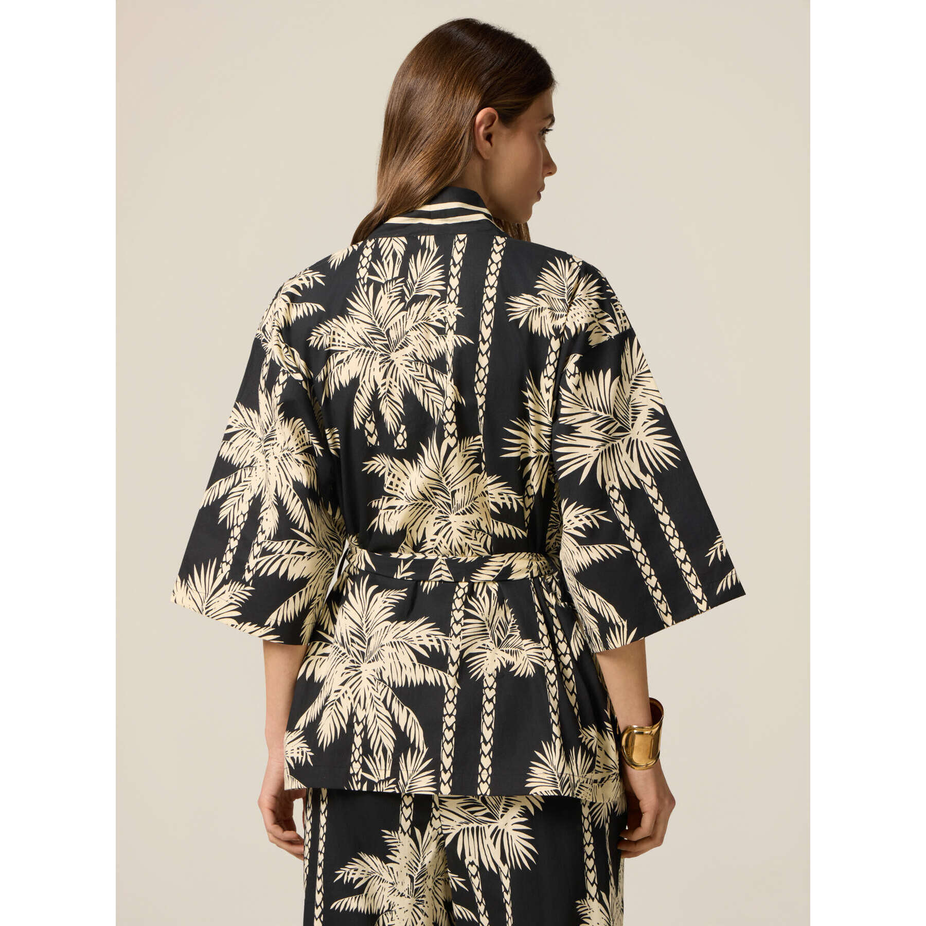 Oltre - Kimono in cotone con fantasia - Nero