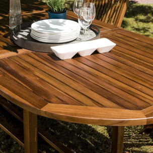 MAEVA - Table de jardin 8/10 personnes - table ovale extensible 180/240x100cm en bois teck huilé