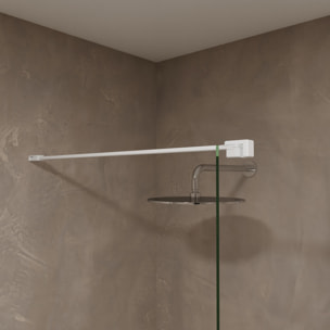 Paroi de Douche | Panneau Fixe | 70 X 195 cm | Profil Blanc Mat | Verre Tempéré de 8 mm d'Épaisseur | Traitement Anti-Calcaire | Alday