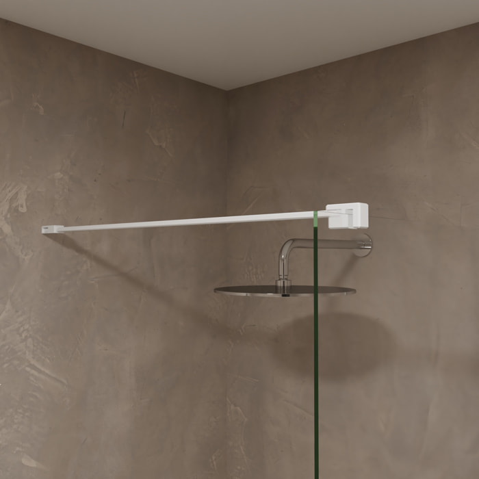 Paroi de Douche | Panneau Fixe | 70 X 195 cm | Profil Blanc Mat | Verre Tempéré de 8 mm d'Épaisseur | Traitement Anti-Calcaire | Alday
