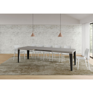 Table extensible 90x200/460cm Flame cachemire pieds anthracite
