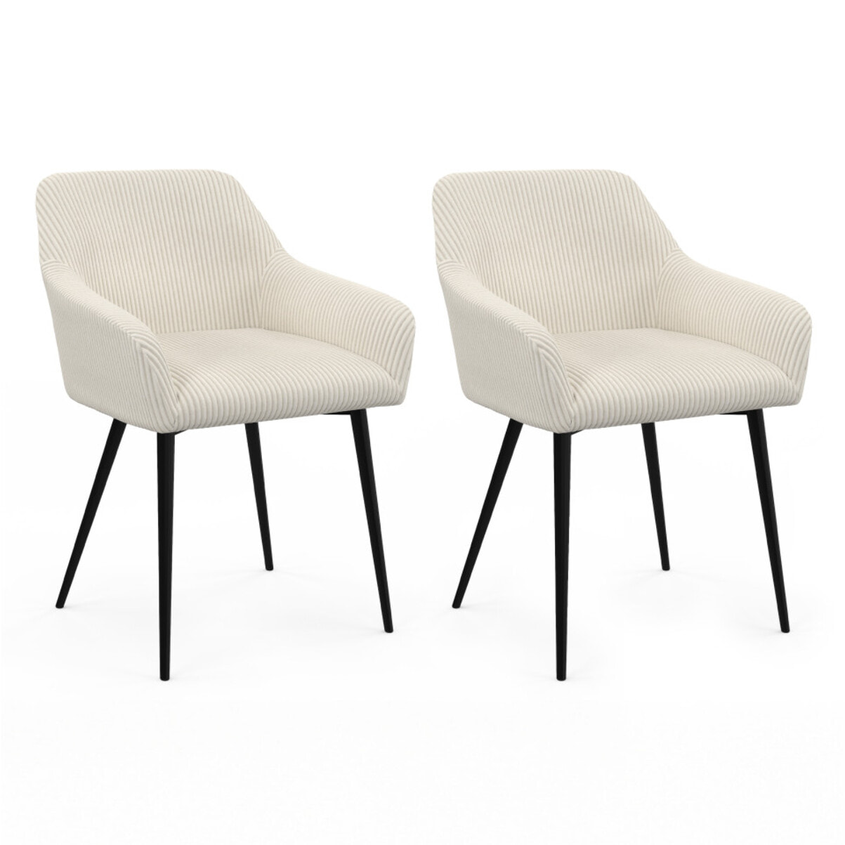 Chaises Jenny en velours côtelé et pieds métal