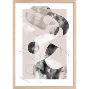 Affiche Eclats beige rosé Affiche + cadre en bois - Chêne