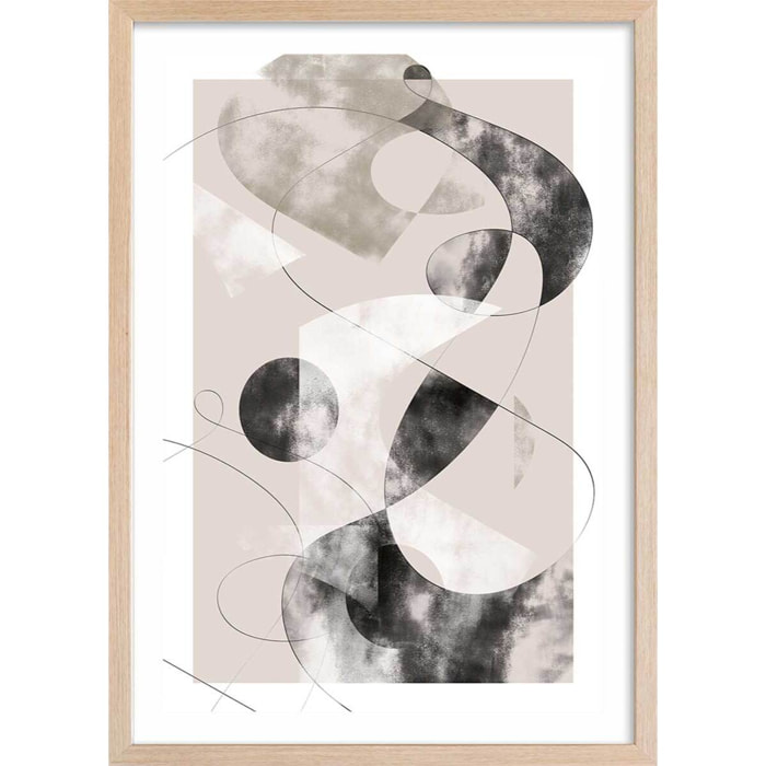 Affiche Eclats beige rosé Affiche + cadre en bois - Chêne