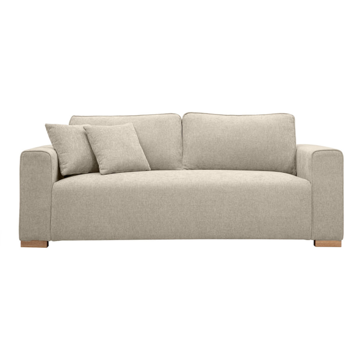 Canapé design 3 places en tissu effet velours texturé beige PEPPER