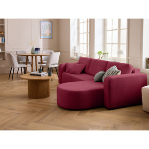 Miro - canapé d'angle réversible - 4 places - convertible avec coffre - en velours texturé - Prune