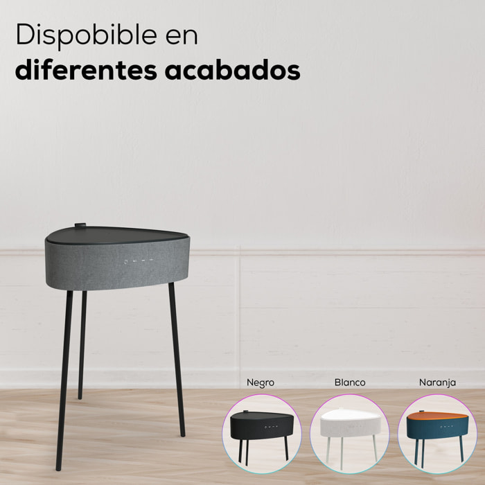 Mesa auxiliar altavoz portátil con sonido de 20W, Bluetooth, Base de carga inalámbrica, batería de 2500mAh. Mesilla o mesita para dormitorio o sala de estar - TD Systems SM20B11P