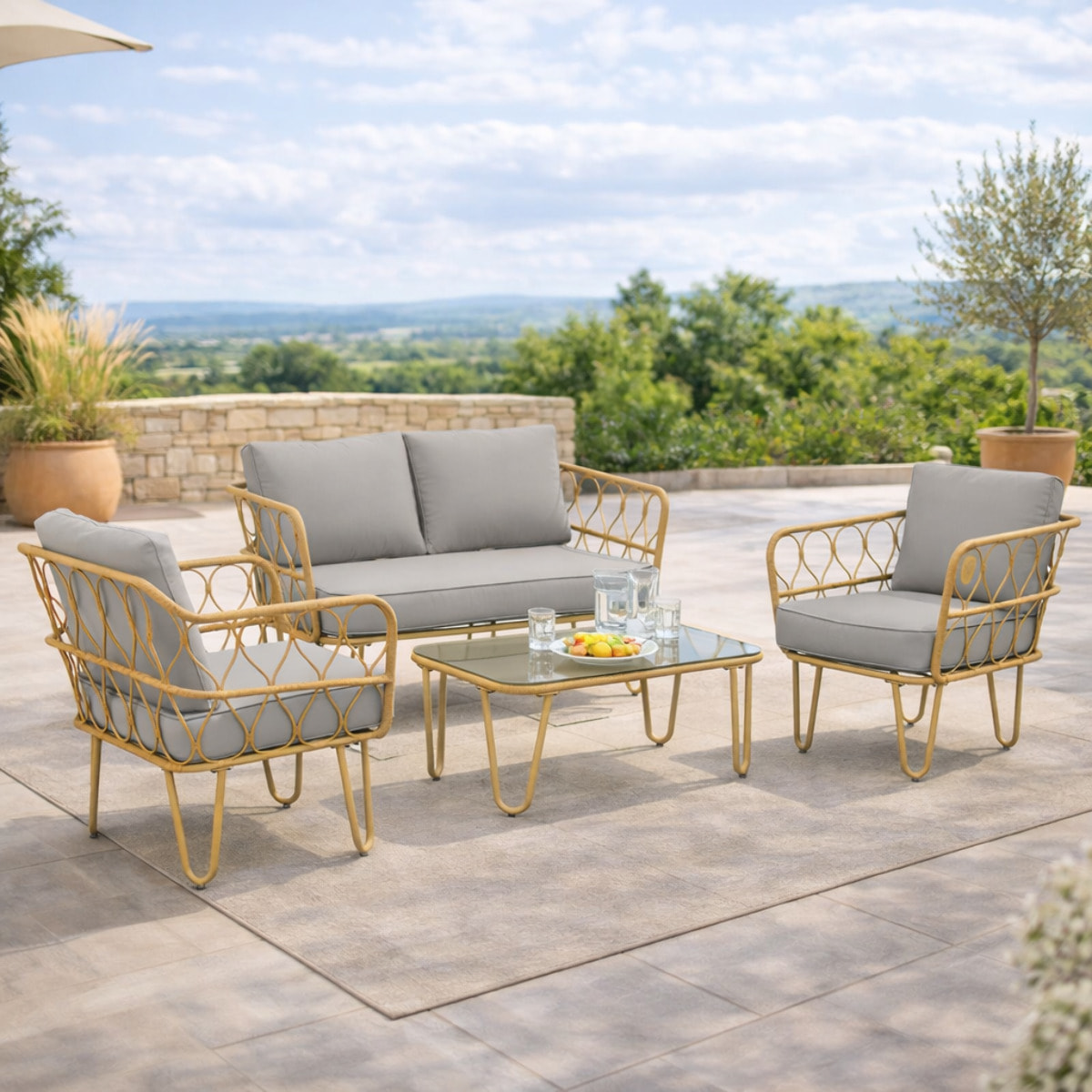 Salon de jardin 4 places – Ensemble complet – Confort extérieur