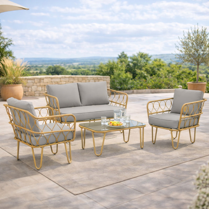 Salon de jardin 4 places – Ensemble complet – Confort extérieur