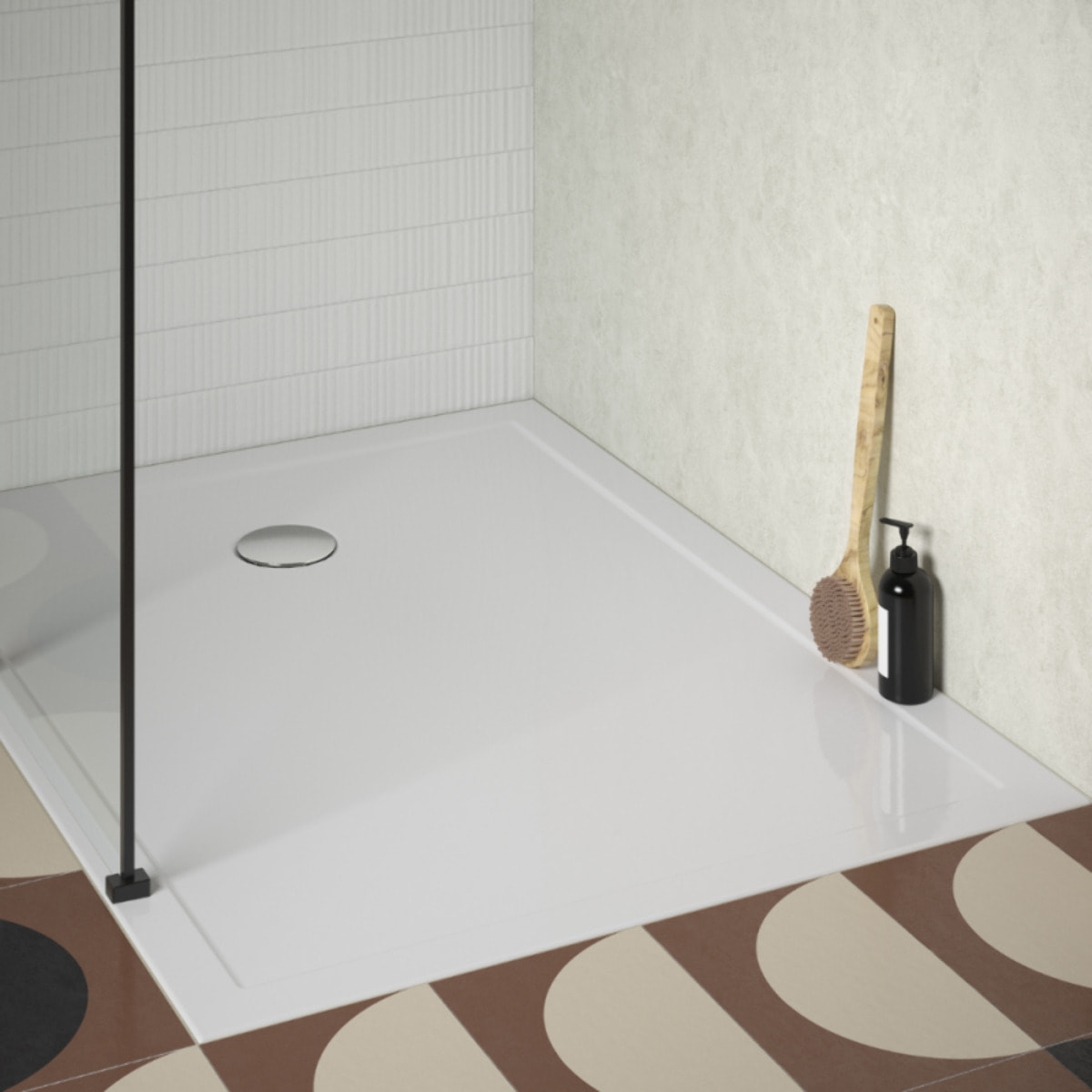 Receveur de douche 120 x 90 Gaspard extra-plat céramique bonde à gauche