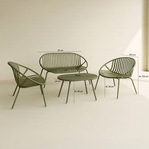 Salon de jardin 4 places en polypropylène vert CALYPSO