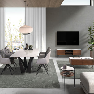 Mueble de TV – Nogal y mármol blanco