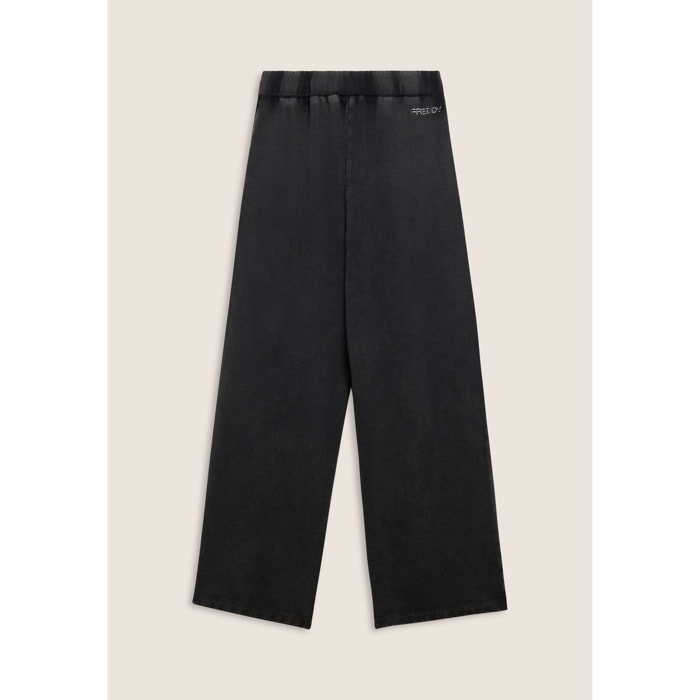 Pantaloni wide leg da donna con ricamo Mickey