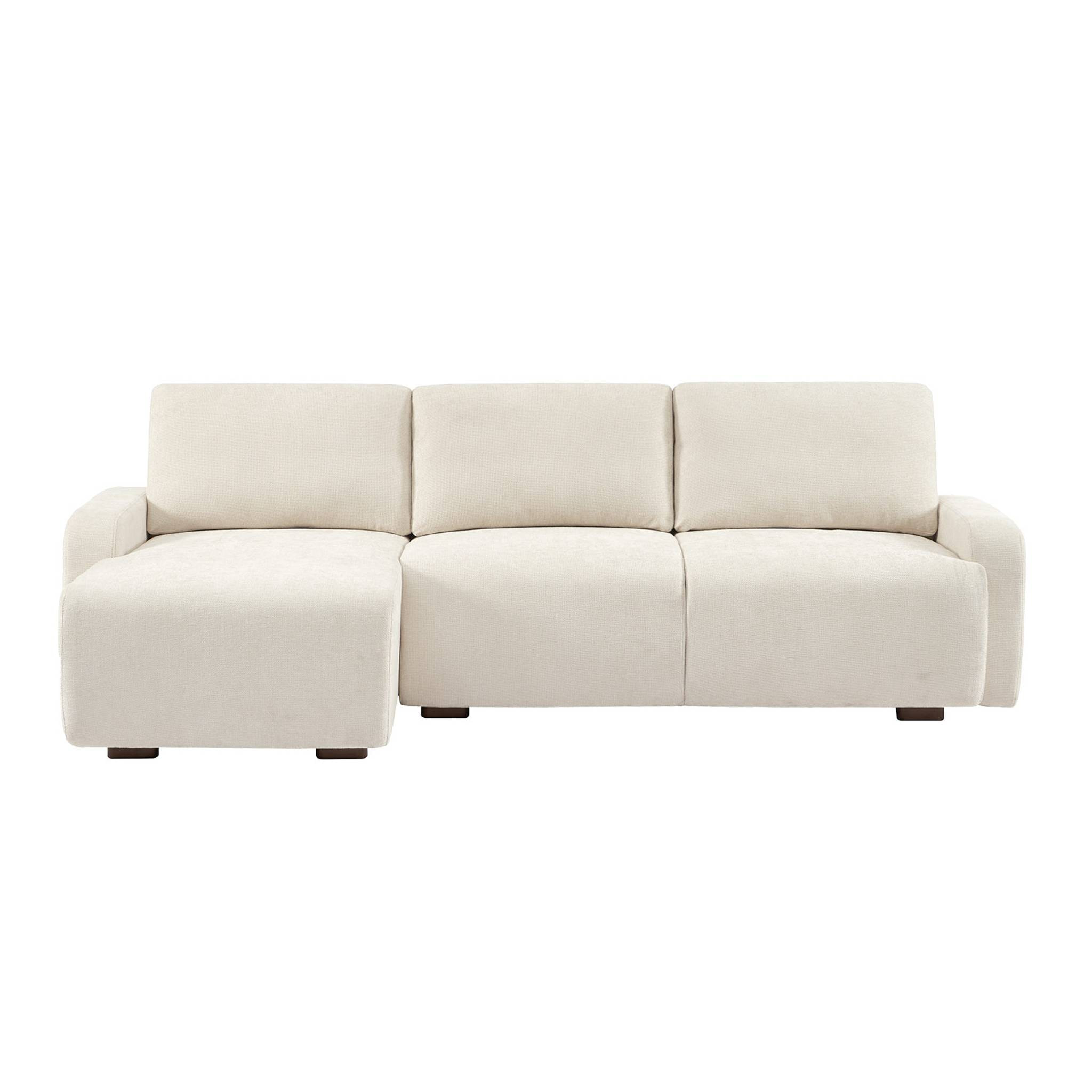 Canapé d'angle gauche 3 places tissu blanc cassé L 260 x P 88 / 139cm / x H 87cm - Dany
