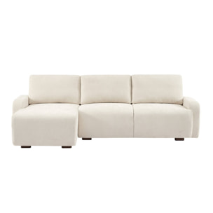 Canapé d'angle gauche 3 places tissu blanc cassé L 260 x P 88 / 139cm / x H 87cm - Dany