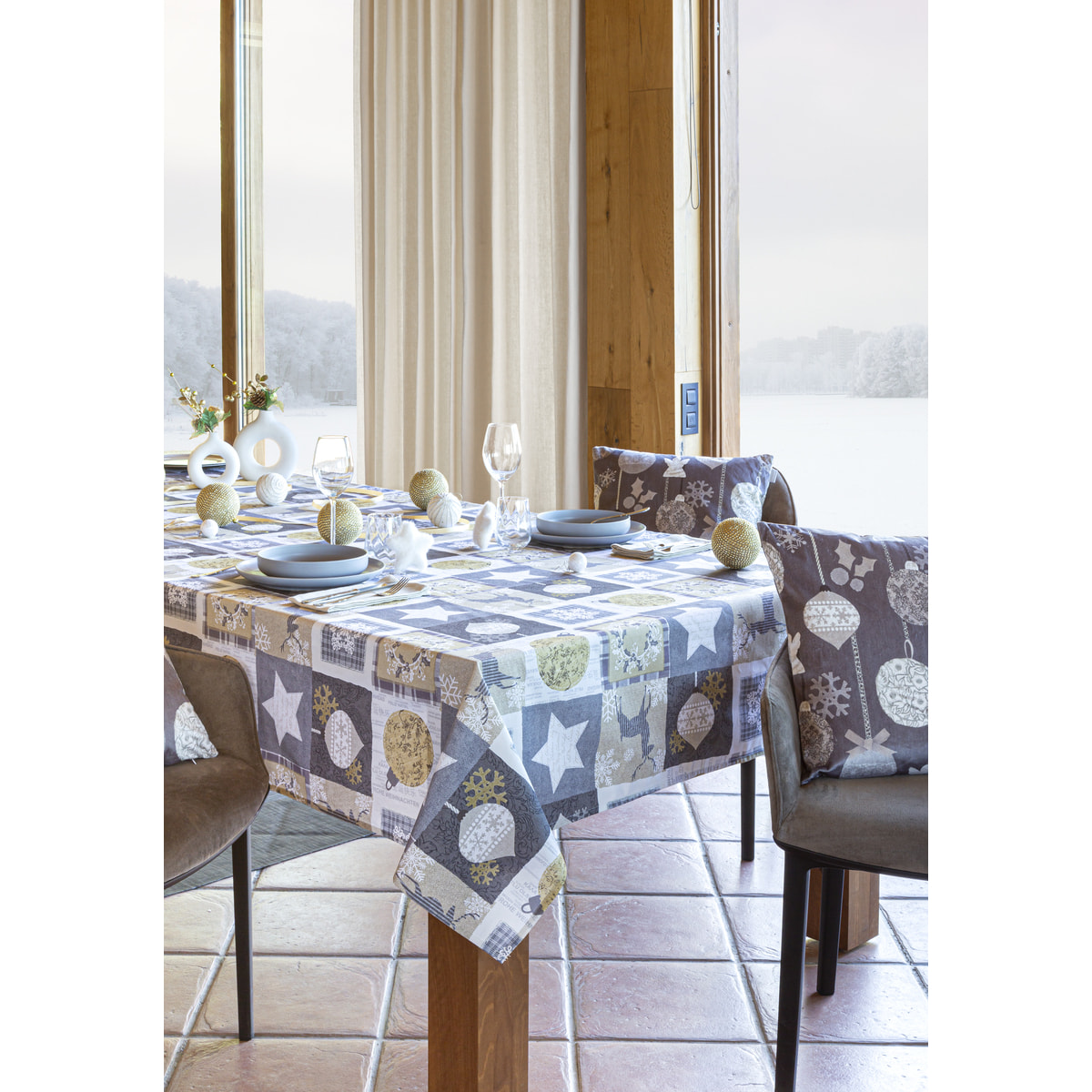 NOËL RUSTIC - Nappe de Noël 100% coton - plusieur dimensions