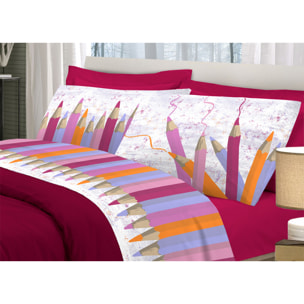 Completo Lenzuola 100% Cotone Matitoni Fucsia