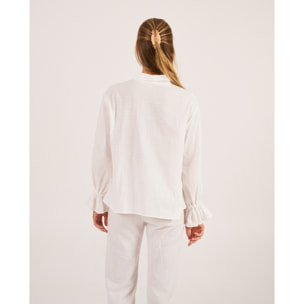 Camiseta de pijama de mujer de manga larga abotonada