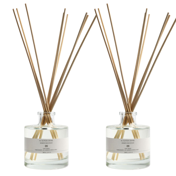 Set de 2 difusores mikado de 200ml aroma light green scalpers