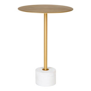 Tavolino Lecco snello in ottone e marmo bianco ø41x58 cm