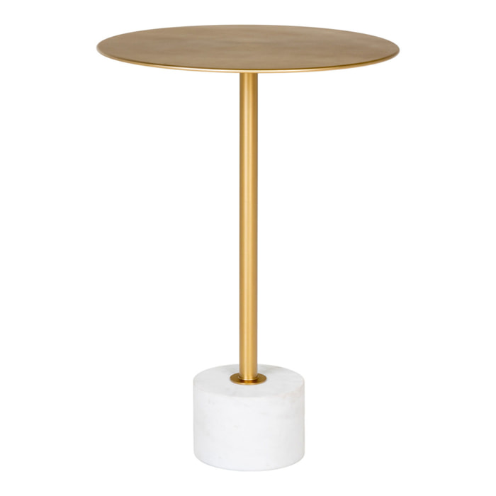 Tavolino Lecco snello in ottone e marmo bianco ø41x58 cm