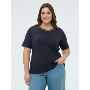 Fiorella Rubino - Camiseta de algodón con aplicaciones luminosas - Azul