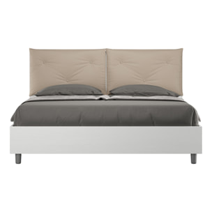 Letto con rete 160x200 cuscinatura similpelle tortora Egos Appia