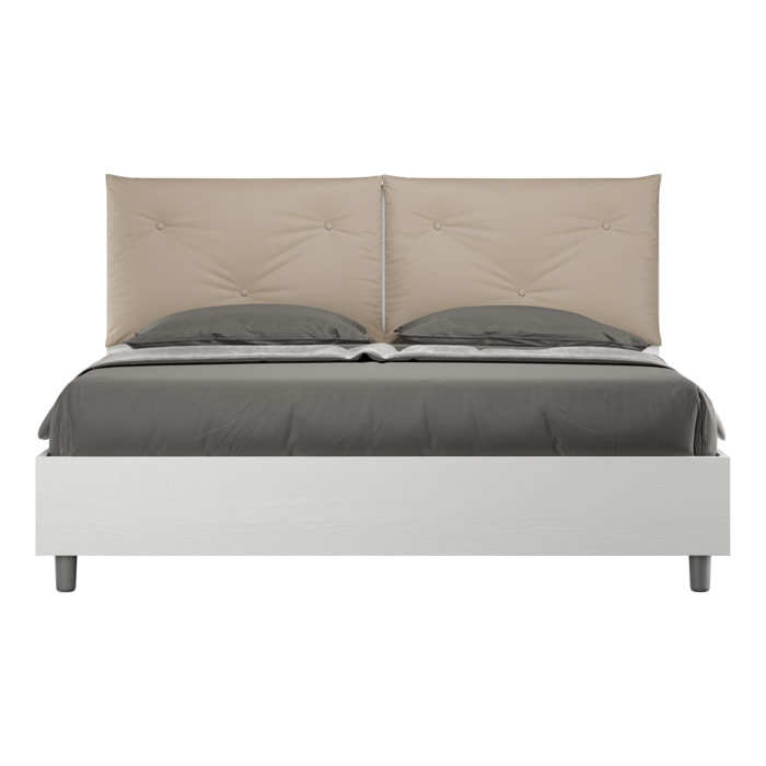 Letto con rete 160x200 cuscinatura similpelle tortora Egos Appia