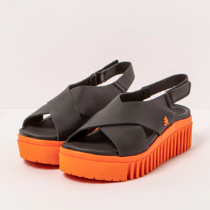 Sandalia de cuña 1574 NAPPA BLACK-ORANGE/BRIGHTON color Black-orange