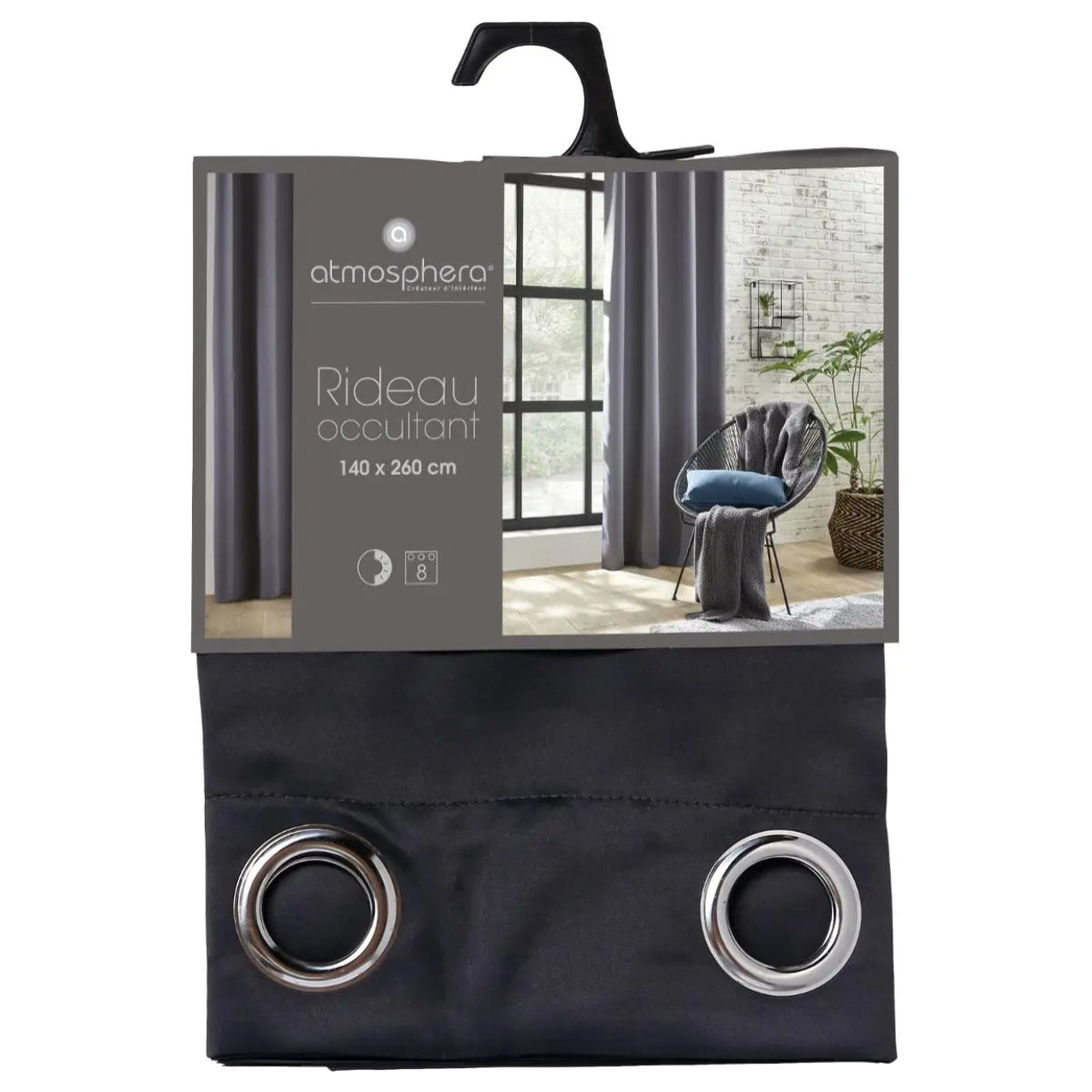 Rideau occultant gris ardoise 140x260cm