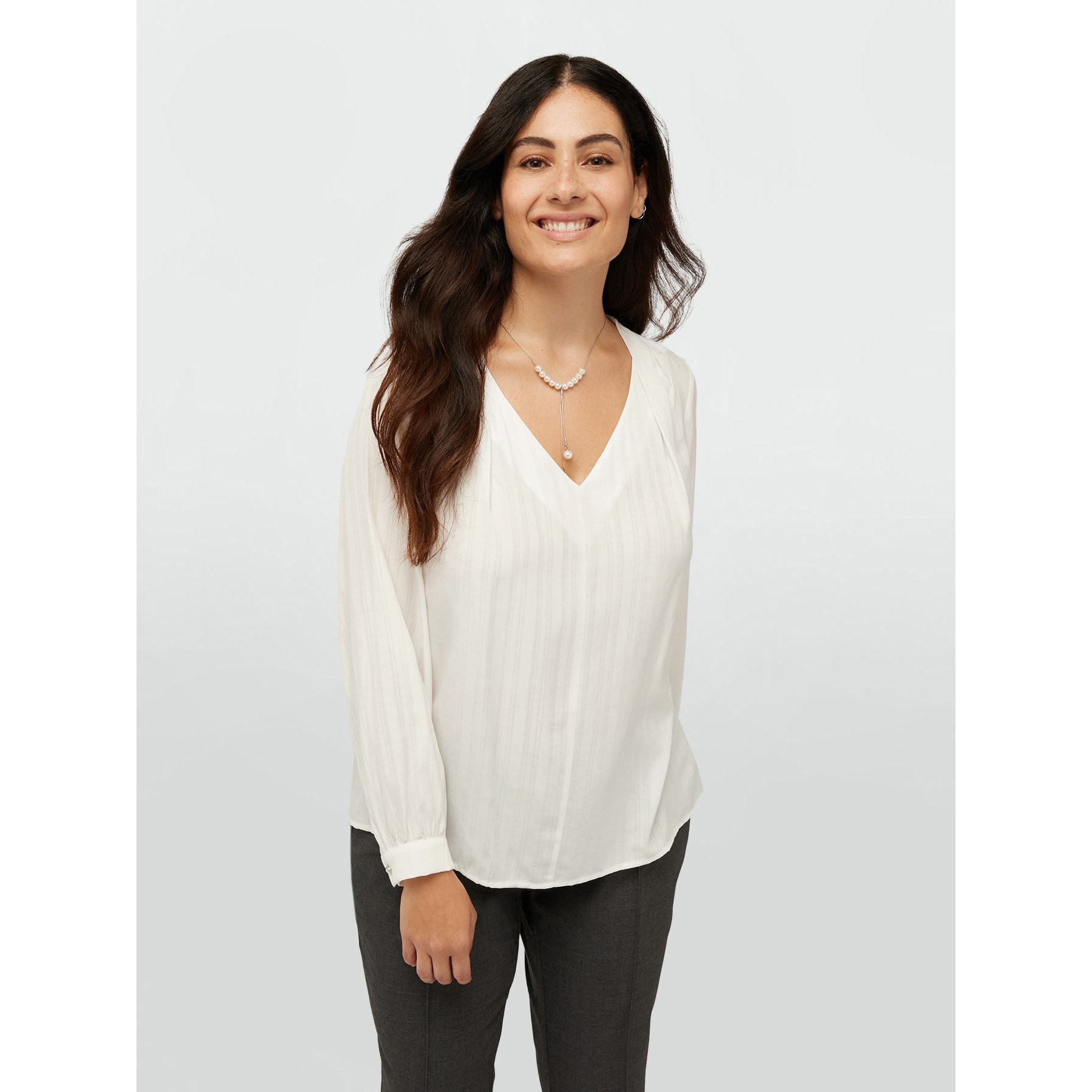 Fiorella Rubino - Blusa con collana in perle - Bianco