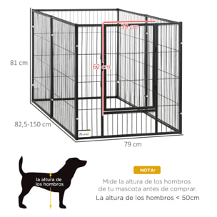 Parque para Perros de 6 Paneles Corralito para Perros Valla Metálica para Mascotas con Ancho Ajustable y Marco de Acero 82,5-150x79x81 cm Negro
