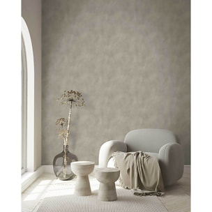 Papier peint uni effet stuc taupe chaud