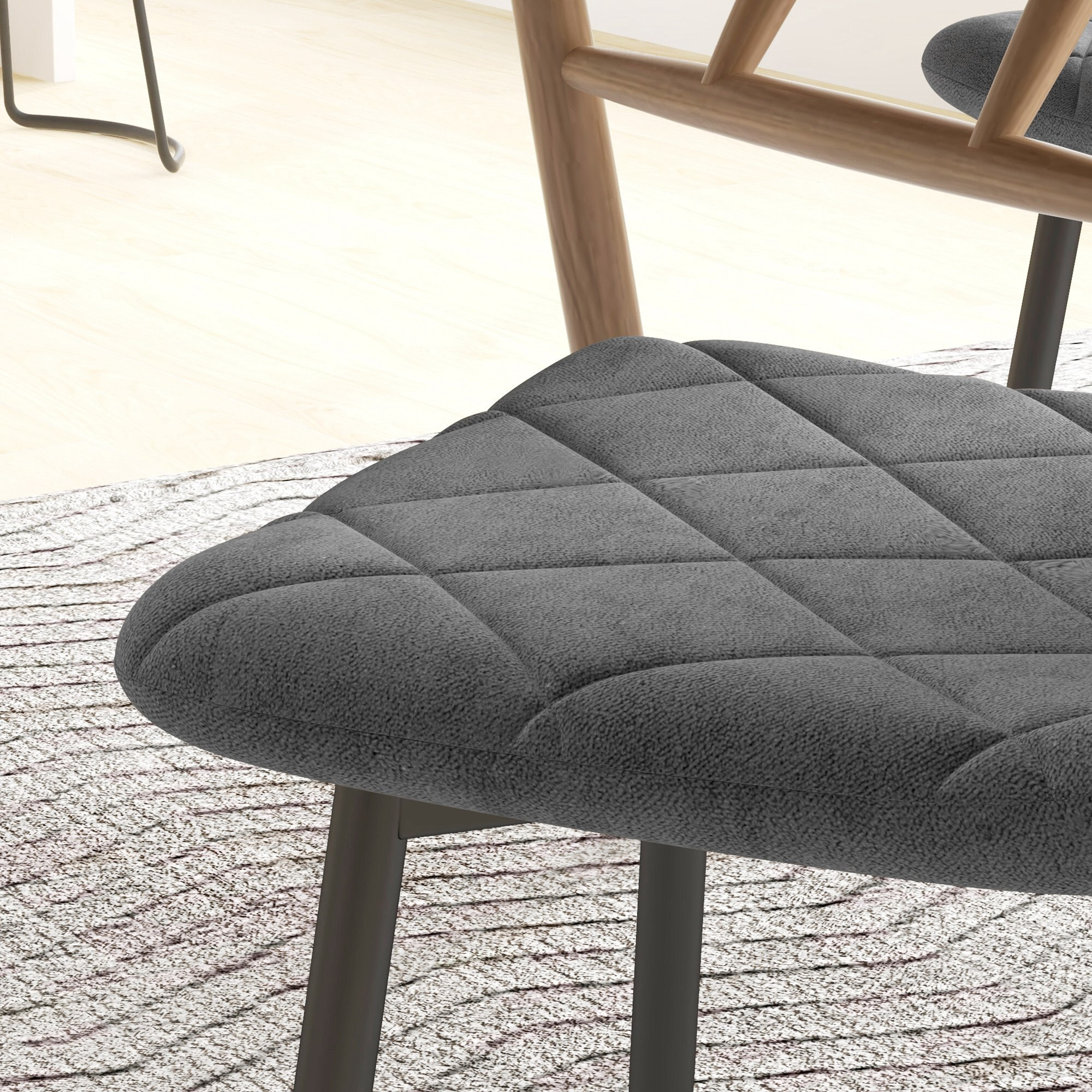 Lot de 4 chaises velours - chaises de salle à manger design Chesterfield - gris