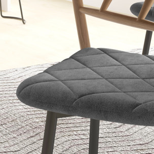 Lot de 4 chaises velours - chaises de salle à manger design Chesterfield - gris