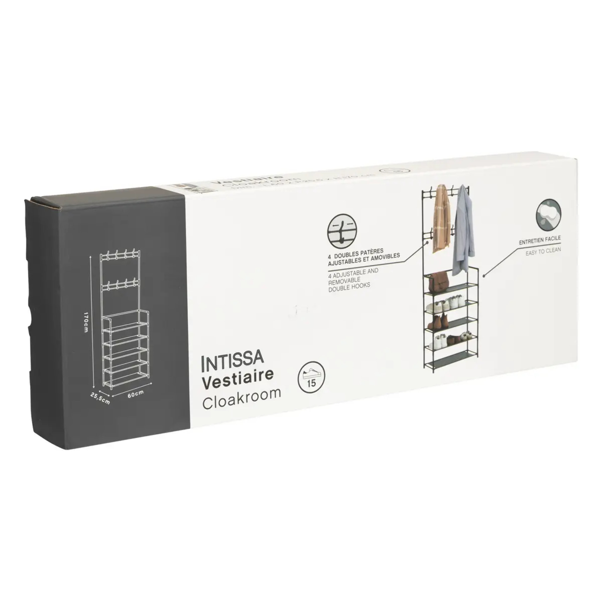 Vestiaire "Intissa" 5 étagères en acier noir H170cm